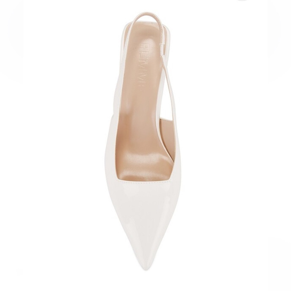 FEMME LA x REVOLVE G55 Kitten Heels shoes White cream Slingbacks 7 - Picture 4 of 13